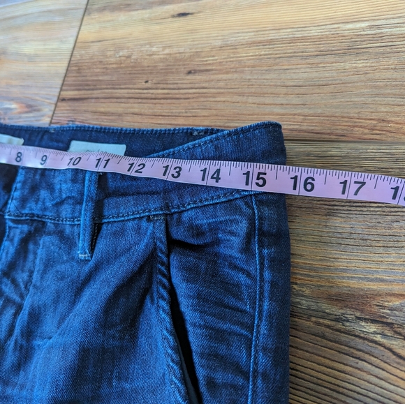 Pilcro and the Letterpress Dark Denim Cropped Flared Slim Jeans Size 29 - Picture 12 of 14